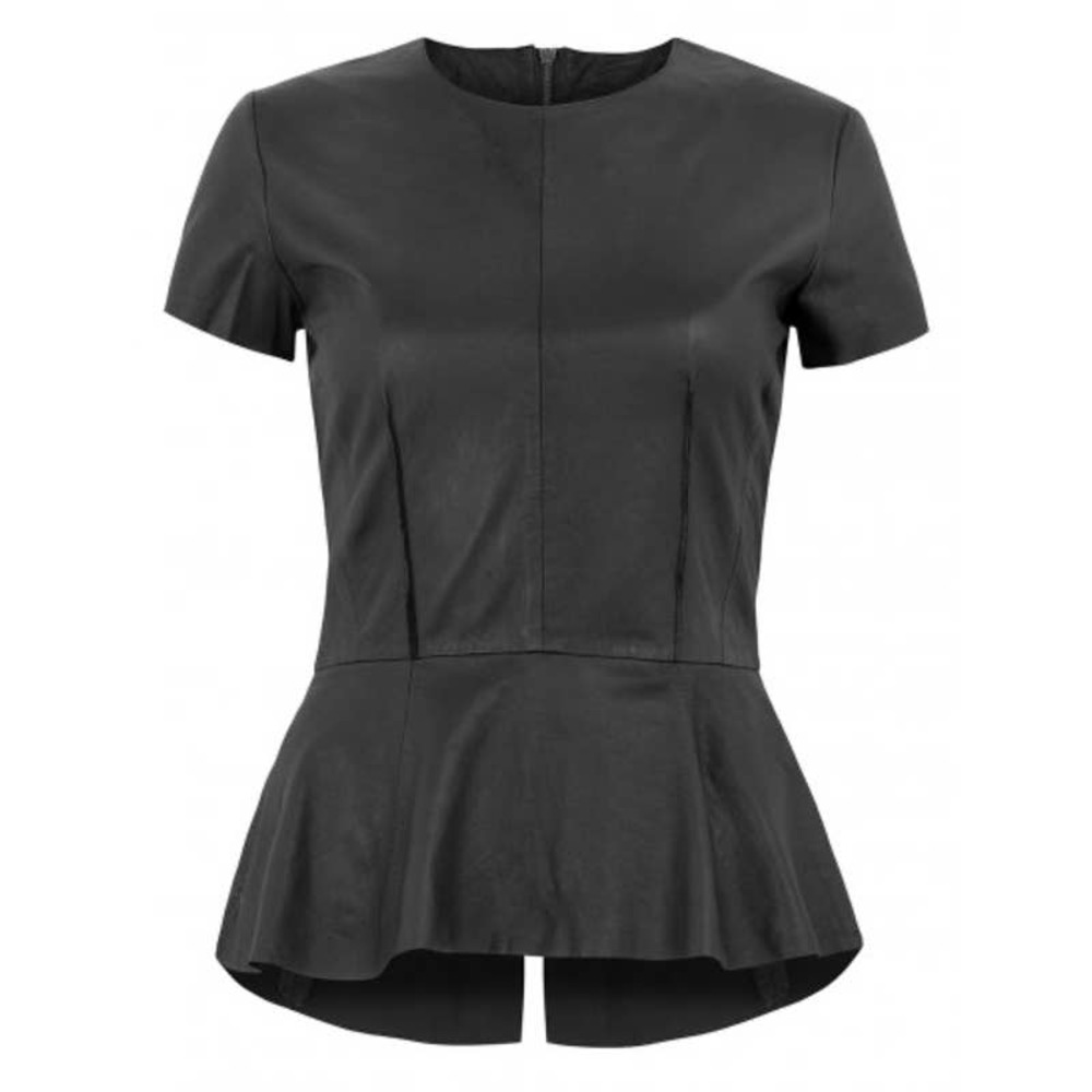 NWT Muubaa Aquila Leather Peplum Shirt - Lamb Leather Business Casual